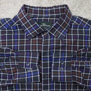 Rodd & Gunn Shirt Mens XL Blue/Red Sports Fit Italian Fabric Long Sleeve Cotton